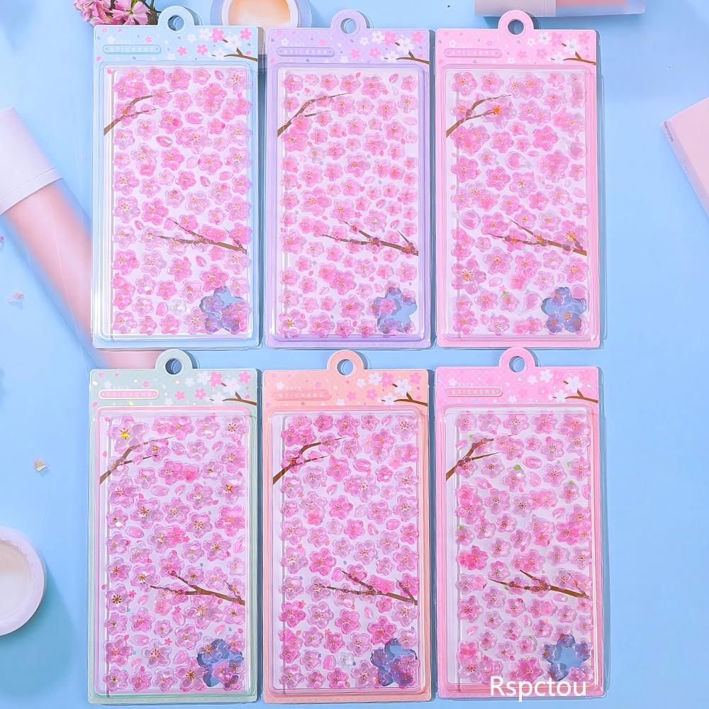 

1pcs Kawaii Flower Pink Sakura Relief Stickers Cherry Blossom Cartoon Sticker Scrapbook Phone Laptop Decals Decoration Supplies