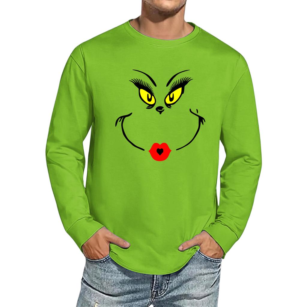 Men's Christmas Printed Imitation Cotton Long-sleeved Shirt