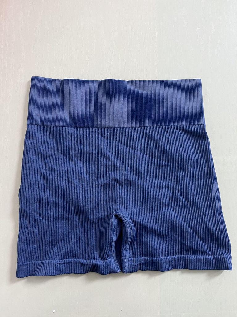 High Waist Seamless Ribbed Yoga Shorts for Running and Fitness