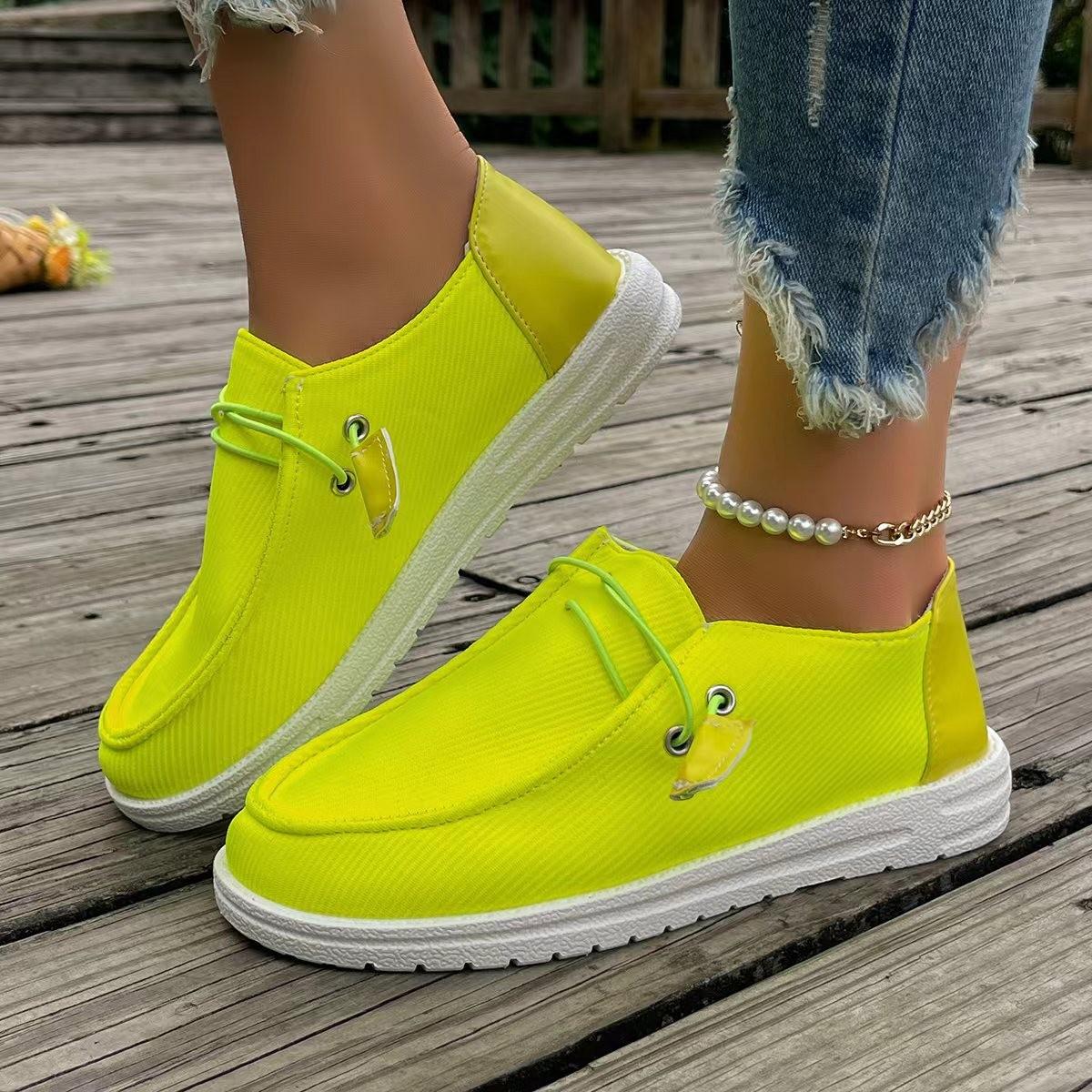 

Кроссовки из парусины, женская повседневная обувь, осень 2024, новые женские кроссовки на плоской подошве со шнуровкой 36 жёлтый