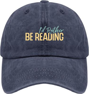Id Rather Be Reading Baseball Cap Book Lover Gift Washed Denim Casual Hat for Adults