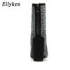 Fashion Eilyken Fashion Sexy Banquet Women's Boots Thick With Shiny Rhinestones Nightclub Square High Heel Zapatos Mujer