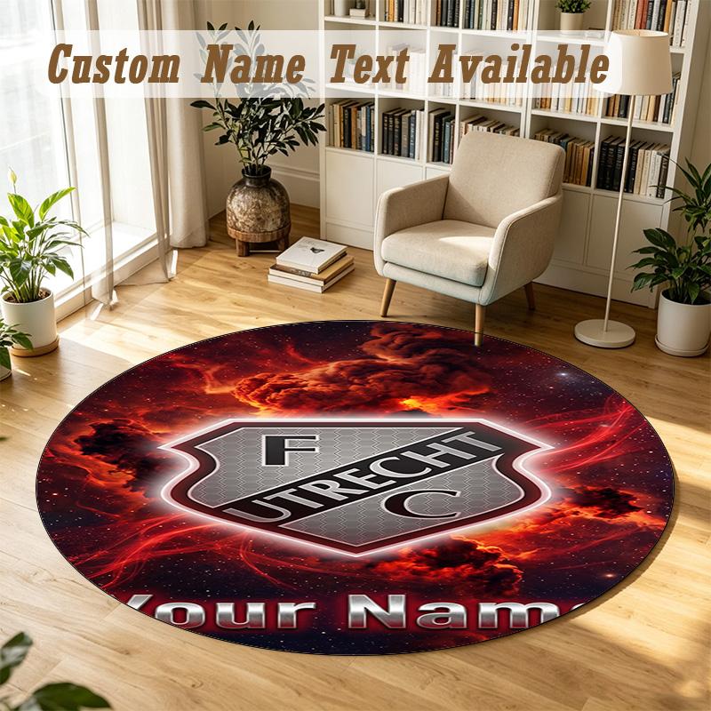 Round Rug Custom NameFC Utrecht Pattern Non Slip Carpet Home Floor Decor