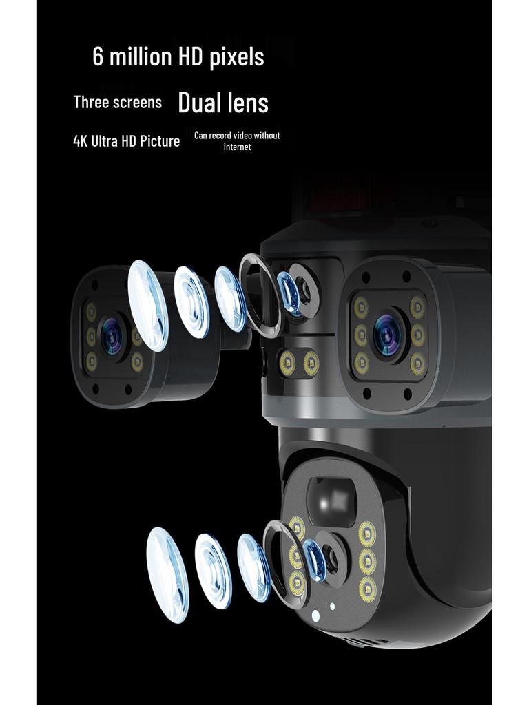 Triple-Lens Solar Surveillance Camera with Remote Two-Way Intercom and HD Mobile Phone Connectivity for Outdoor Use