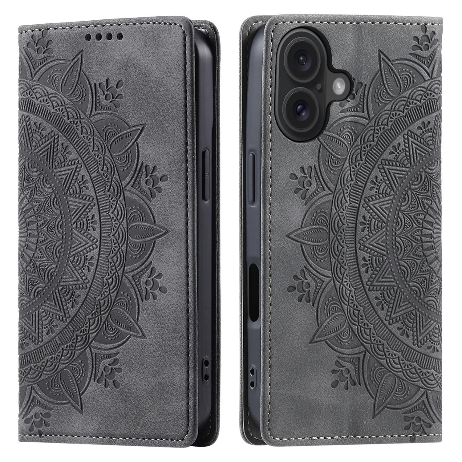 

Style-010 For iPhone 16 Case Magnetic Closing Leather Phone Cover Pattern Imprinted
