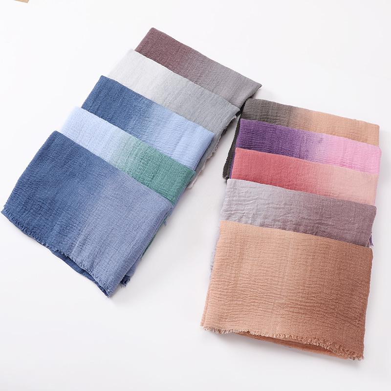 Gradient Color Cotton Linen Scarf Travel Camping Shade Long Scarves Shawl Head Wraps Headscarf Neckerchief Women Muslim Hijabs