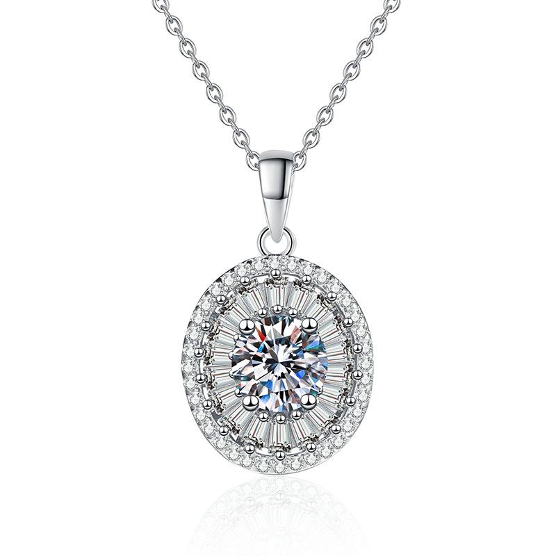 New S925 Silver Oval Inlaid Women s Pendant, Niche Fashion, Exquisite, High-quality Wedding Jewelry