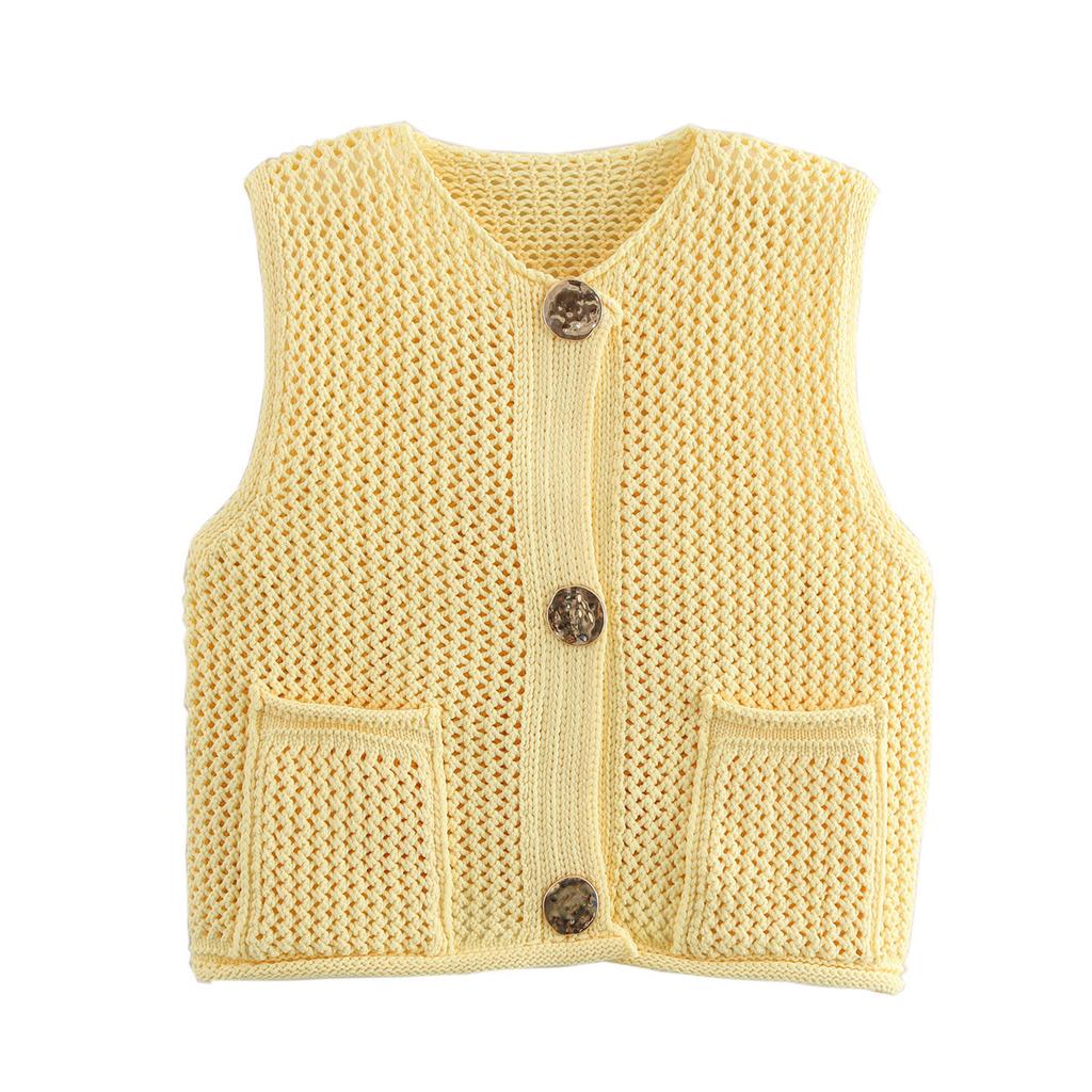 DAFIFY Damen Mode Lässig Frühling Herbst Einfarbige Druck Ärmellos V-Ausschnitt Pullover