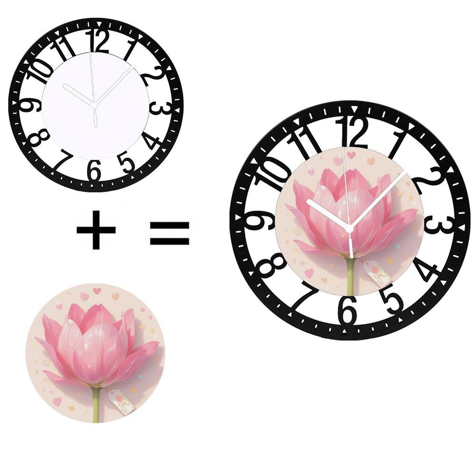 25cm Minimalist Iron Round Wall Clock with Silent Quartz (Black,10 inch(25.40cm))