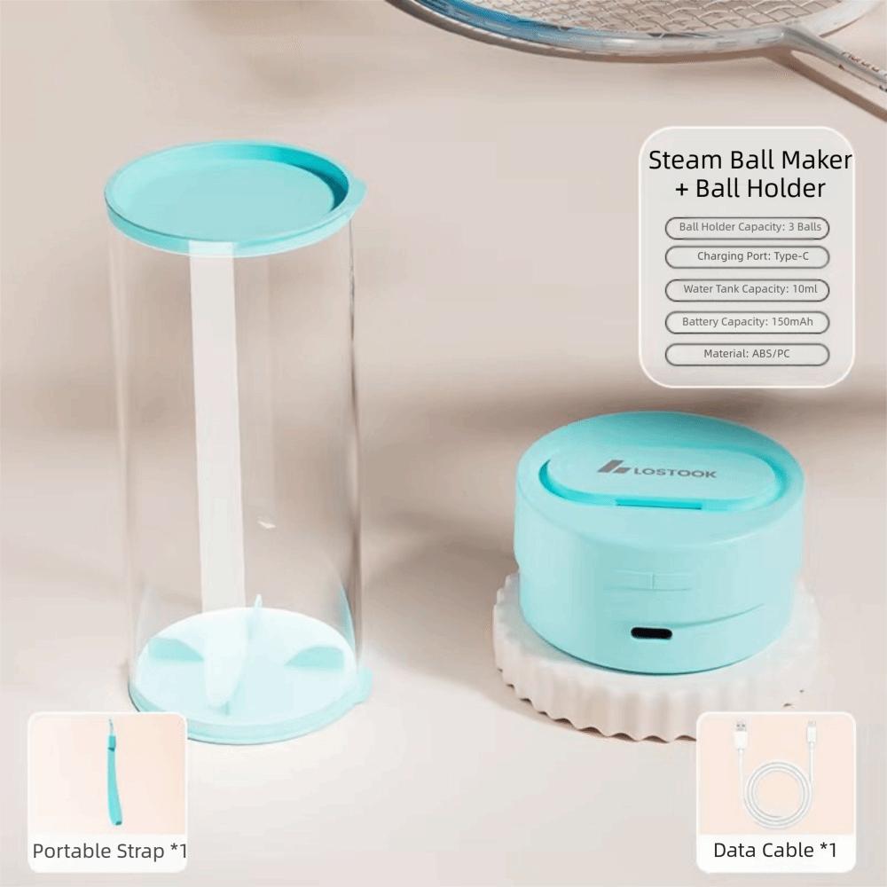 Efficient Shuttlecock Humidifier Steam Air Rechargeable Badminton Ball Steamer Blue White Keeps Moisturizing