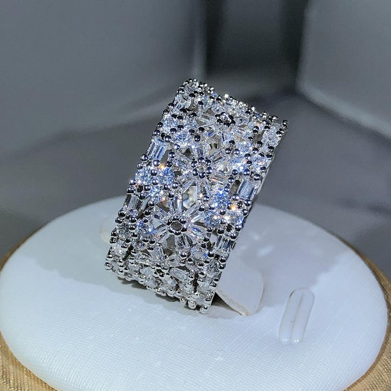 Elegant Female  Sterling Silver Big Water Drop Zircon Stone Ring Finger Rings For Women Promise Love Valentine's Day Gifts