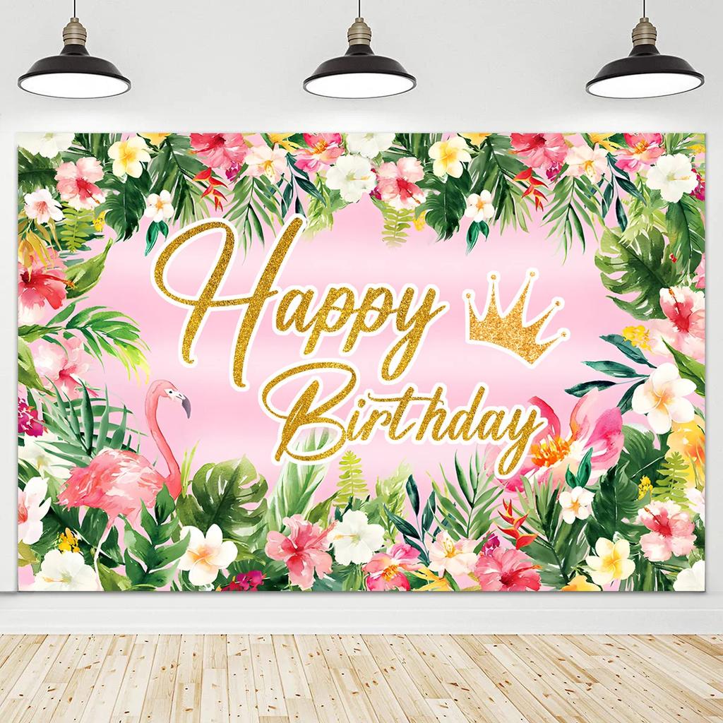 Hawaiian Aloha Party Decoration Summer Happy Birthday Musical Beach Backdrop Background Photography Tropical Tiki Baby Shower