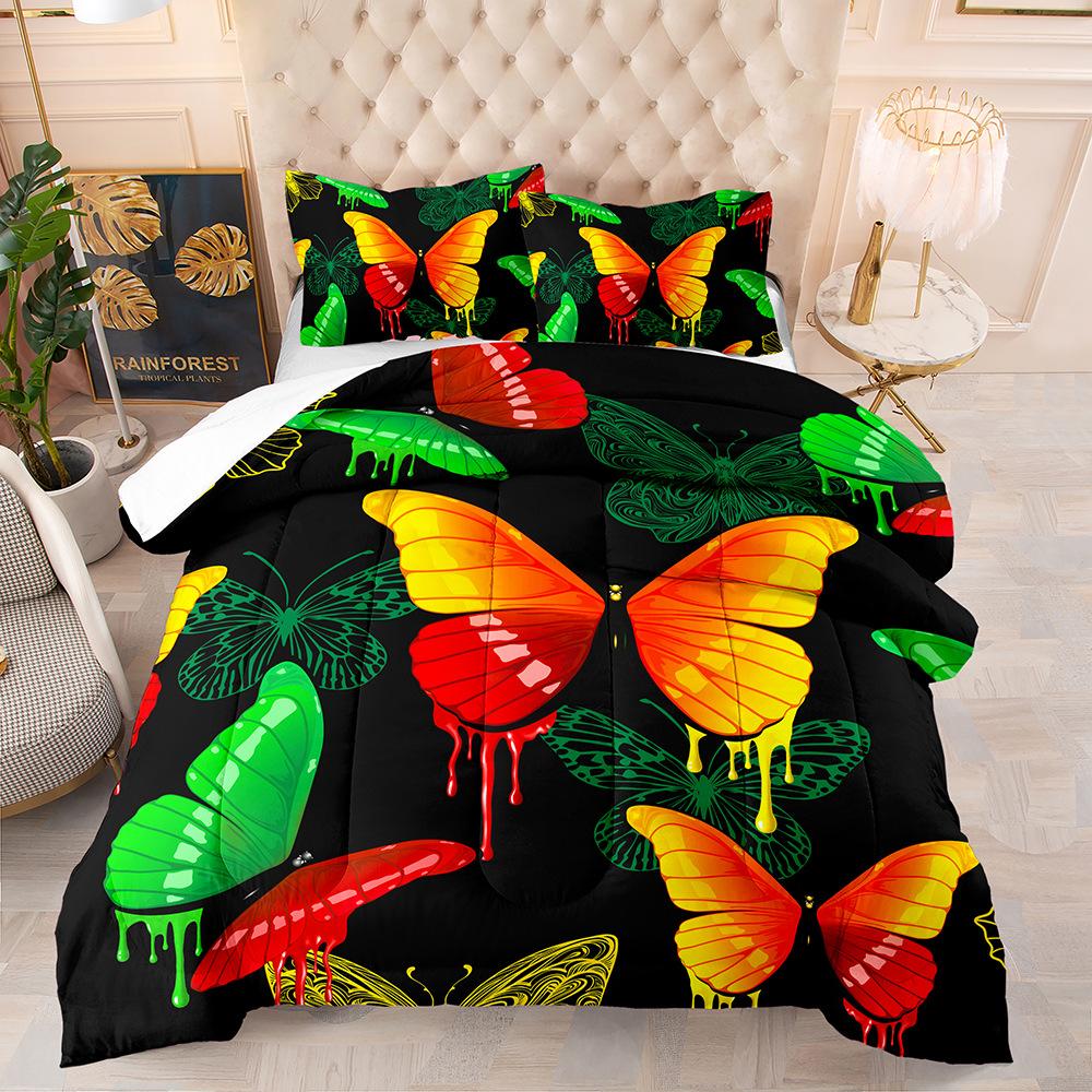 

Butterfly Quilt Ebay Fat Quilt Feather Silk Cotton Digital Printing Three-Piece Set Double Bed Quilt twin 172*218 pillowcase 50*75