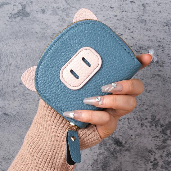 Piggy Coin Wallet Zip Around Purse with Multi Card Slots Accordion Style Coin Purse Card Holder for Girls Travel Dating Shopping