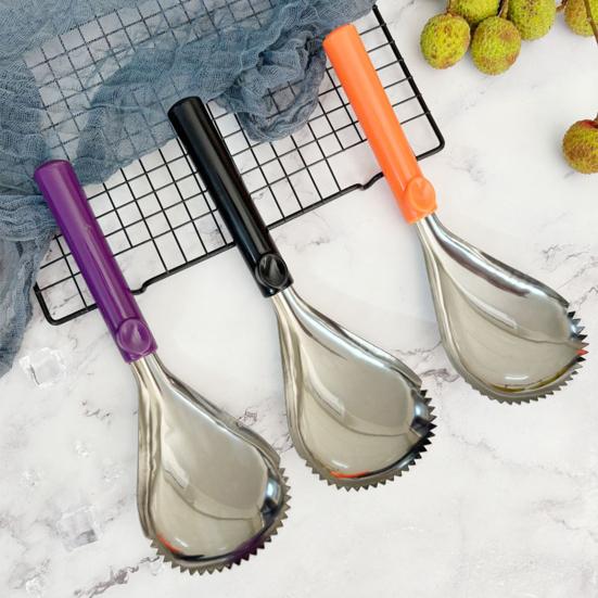 Lžíce na smoothie Nerezová lžíce na zmrzlinu Servírovací nástroj se zoubkovaným designem hlavy Snadný úchop Dezertní naběračka Kuchyňské náčiní