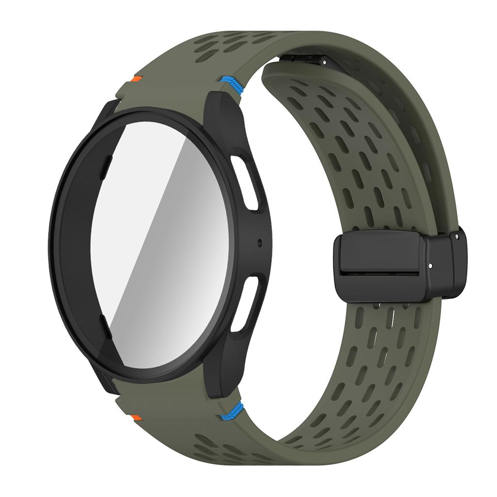 Case+Strap for Samsung Galaxy Watch 7 6 5 4 40/44mm Silicone Magnetic Band Tempered Glass Screen Film PC Protector Cover Bumper