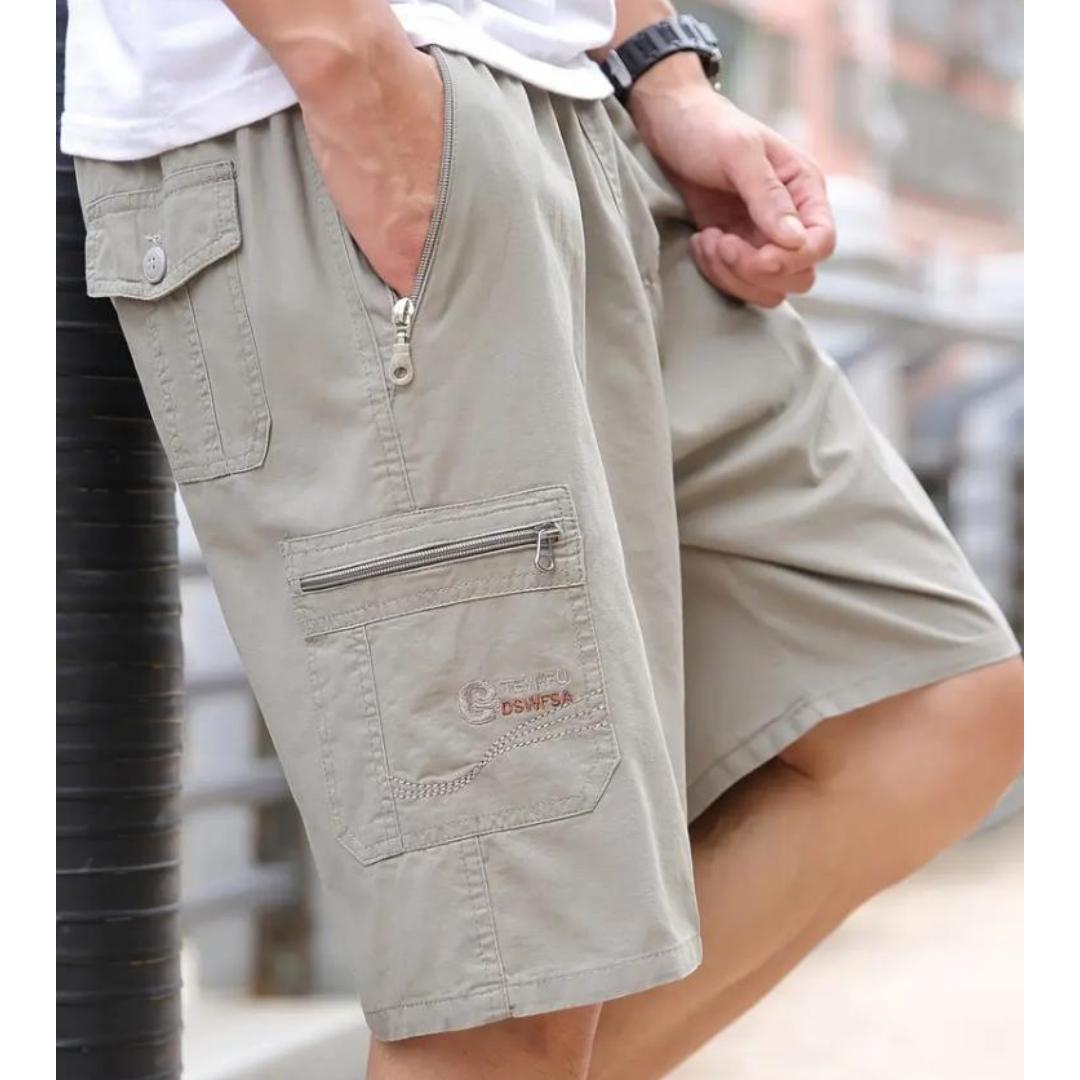 

Мужские дышащие хлопковые шорты, однотонные, с завязками на талии и карманами на молнии, повседневная летняя одежда XL светло-серый