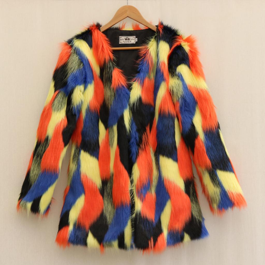 Women's fur jacket imitation beach sheep hair medium and long coat washed fox hair long sleeves large size floating hair top