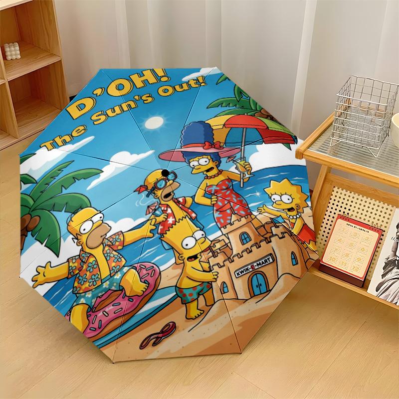 The Simpsons Windproof Auto 8 Rib Folding Umbrella Portable Outdoor Parasol