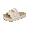 Thick-bottomed Xiaoxiangfeng slippers for women's summer wear 2025 new super beautiful fashion rhinestone muffin one-word beach sandals