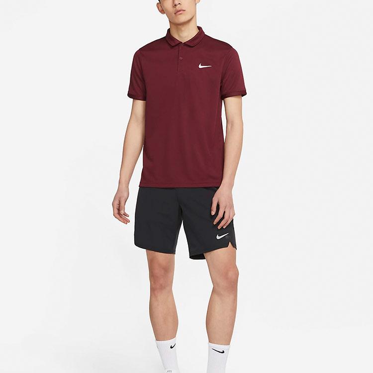 Nike Running Training Sports Quick-Dry Breathable Short Sleeve Polo Men Tops Burgundy CW6851-638
