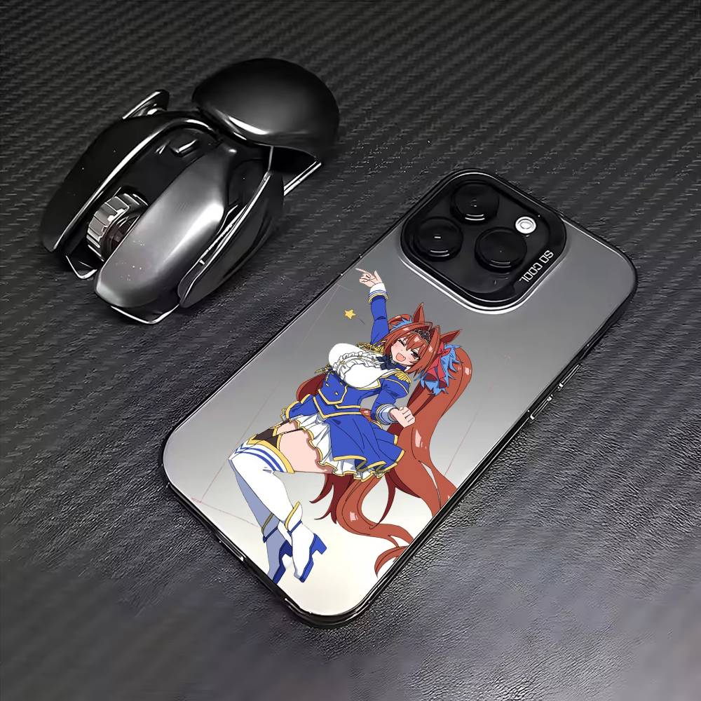 Uma Musume Pretty Derby Phone Case For iPhone17,16,15,14,13,12,11 Plus,Pro Max Colored Silver Plated Inside Cover