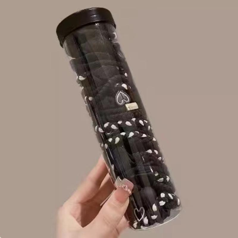 

Набор из 20 минималистичных модных колец для волос и резинок для волос - тканевые, милые и гибкие резинки для волос, вдохновение ко Дню святого Валентина, one size чёрный