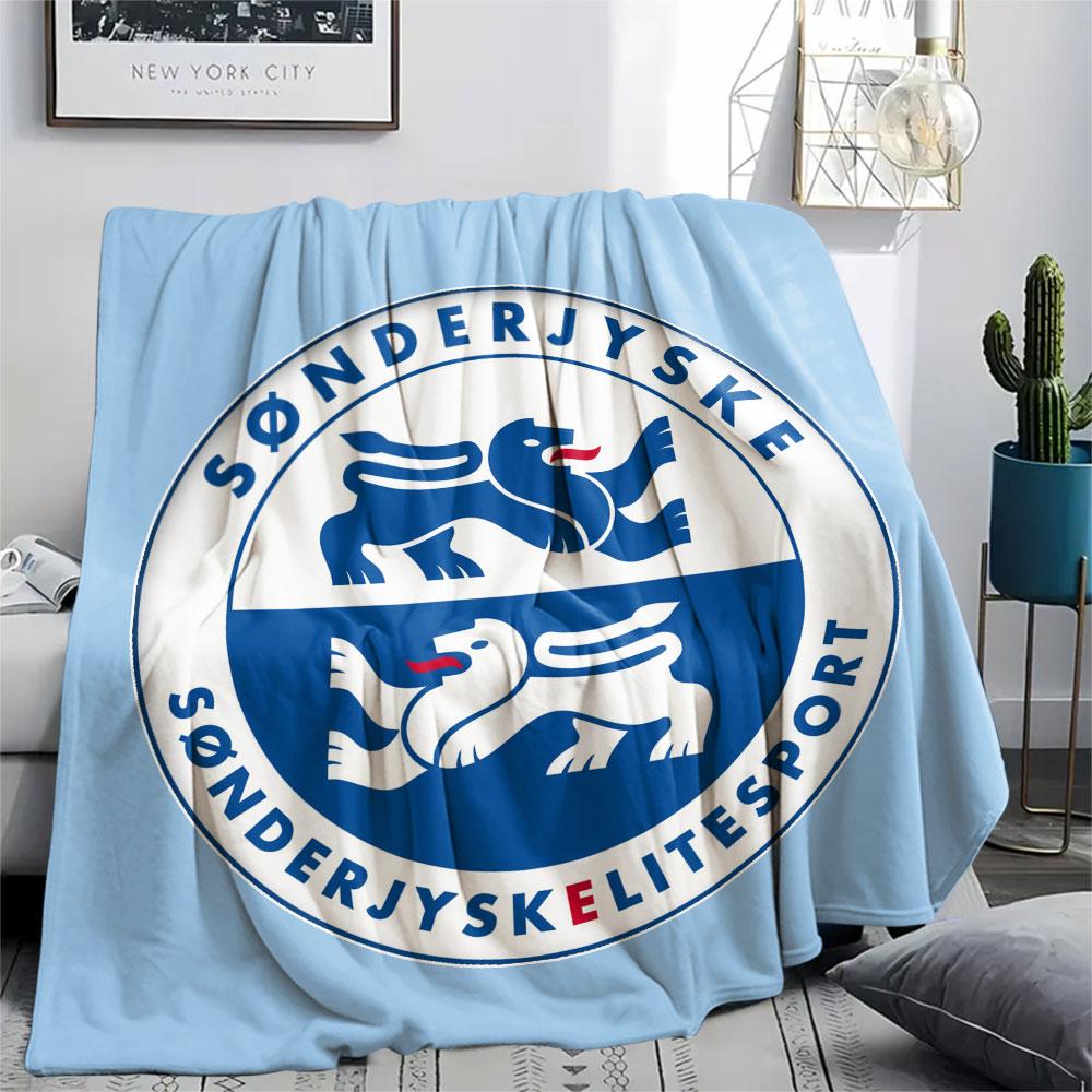 Sonderjyske FC Printed Flannel Blanket, Soft Throw for Bedroom Sofa, Washable,soccer Fan Merchandise, Great Gift.