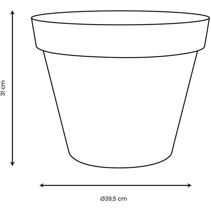 Round Flower Pot - EDA - Tuscany - Ø 40 Cm - 23 L - Indoor/Outdoor - Ø 40 X H.32 Cm - Terracotta Orange