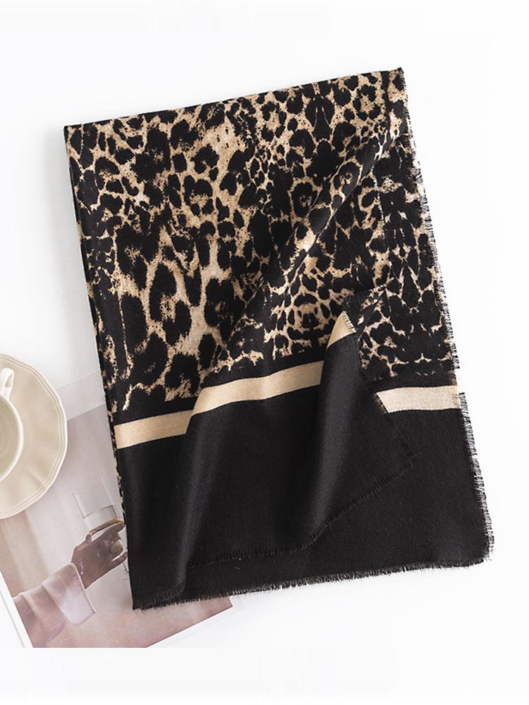 Fashion  Knitted Imitation Cashmere Women Scarf Headscarf Winter Lady Retro Leopard Scarve Pashmina Mujer Bufanda Wrap Shawl
