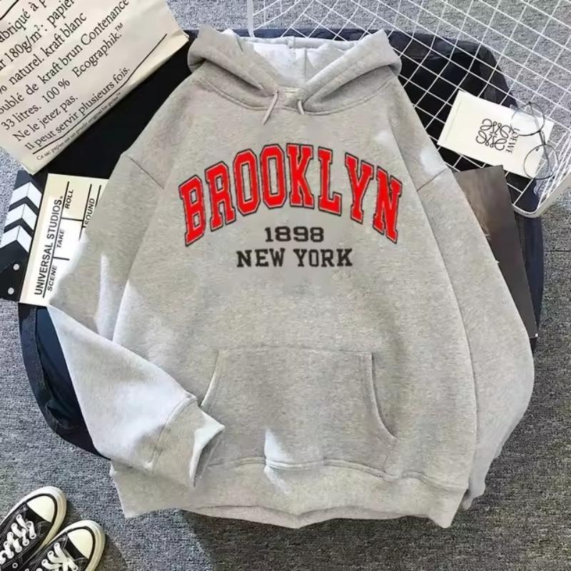 Men’s Letter Print Hoodie Drawstring Long Sleeve Casual Hooded Sweatshirt for Winter Fall Men’s Clothing