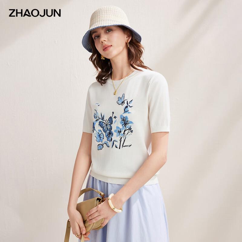 

Zhaojun Women s Silk Blend Butterfly Knit Short Sleeve T-Shirt M