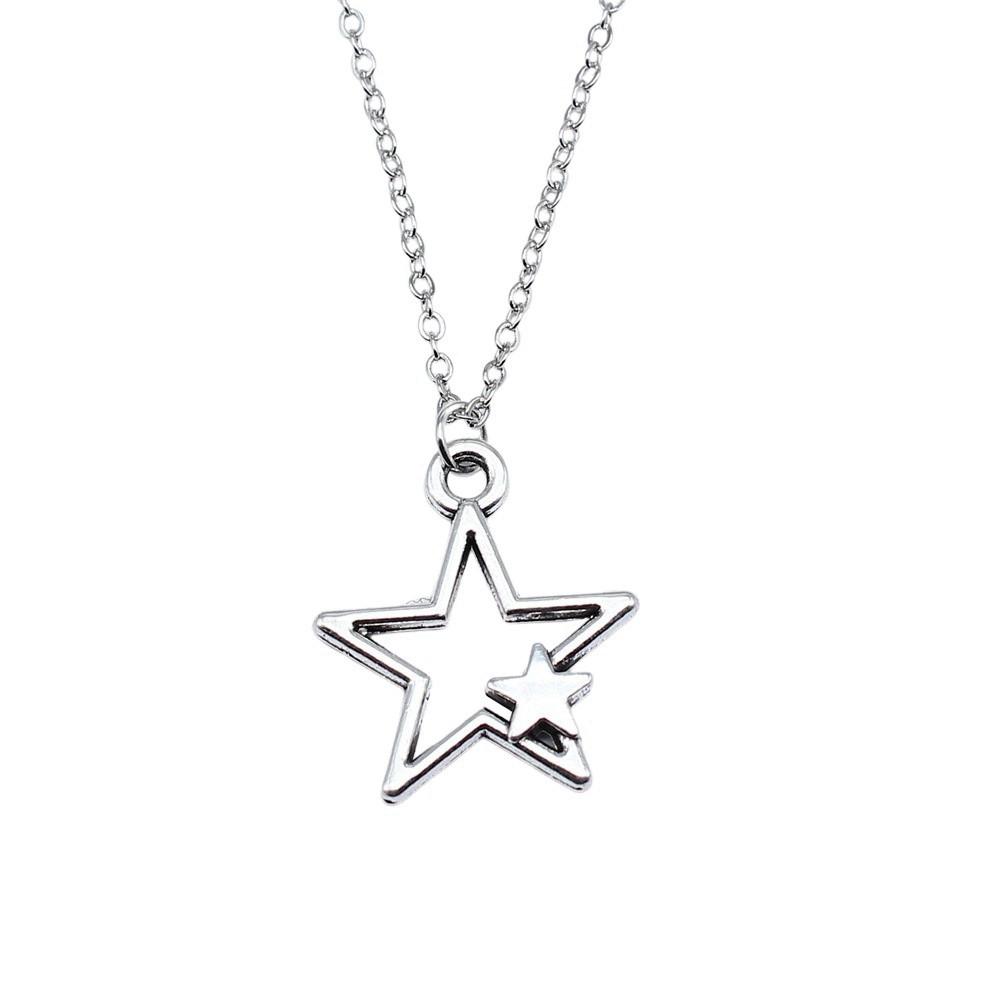 Hollow Charm Star Necklace Minimalist Geometric Pendant Celestial Aesthetic Jewelry 43cm Chain