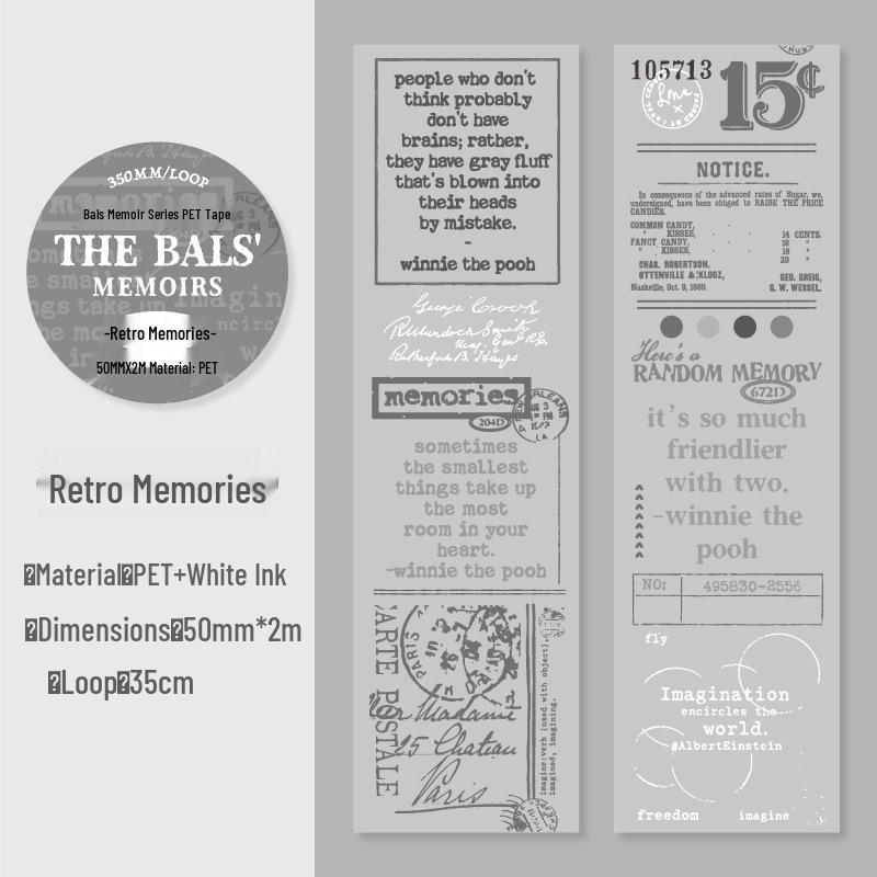 Memoirs Series Retro PET Tape: 6 Styles for DIY Journaling