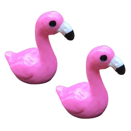 2Pcs Flamingo Toys Vivid Exquisite Small Mini Lovely Flamingo Figurine Desk Decor