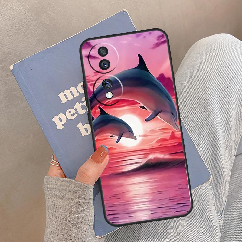 Dolphin For Huawei Honor Magic5 Lite X8 X9a 50 70 P20 P30 P40 Mate50 Pro Nova 5T P Smart 2021 Case