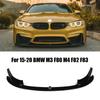 Car Front Bumper Lip Splitter+Side Splitter Corner For BMW M3 F80 M4 F82 F83 2015-2020 MP Style Carbon Fiber Glossy Black 4 PCS