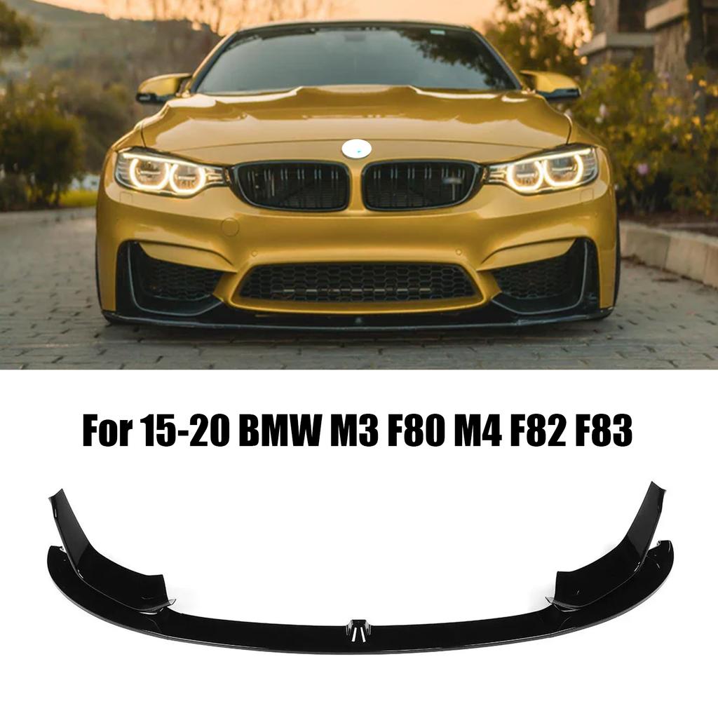 Car Front Bumper Lip Splitter+Side Splitter Corner For BMW M3 F80 M4 F82 F83 2015-2020 MP Style Carbon Fiber Glossy Black 4 PCS