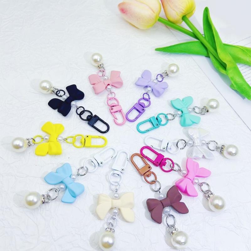 Cute Bowknot Pearls Cellphone Charm Stylish Short Pendant Jewelry Lanyard Ornaments Suitable For Phone Strap Accessories