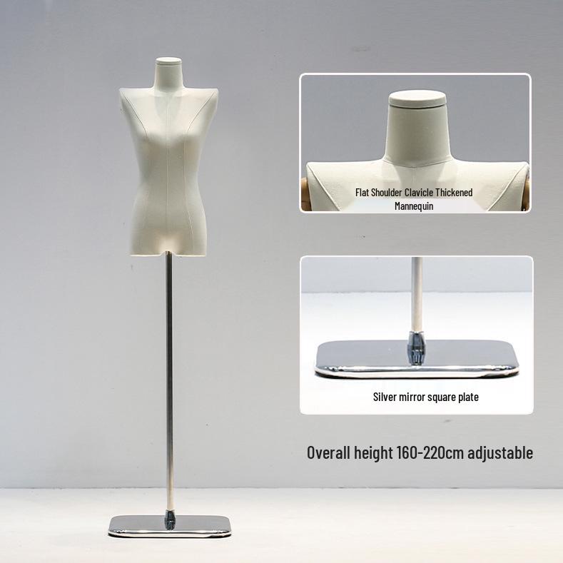 Korean Style Women's Clothing Display Mannequin with Flat Chest and Square Shoulders
