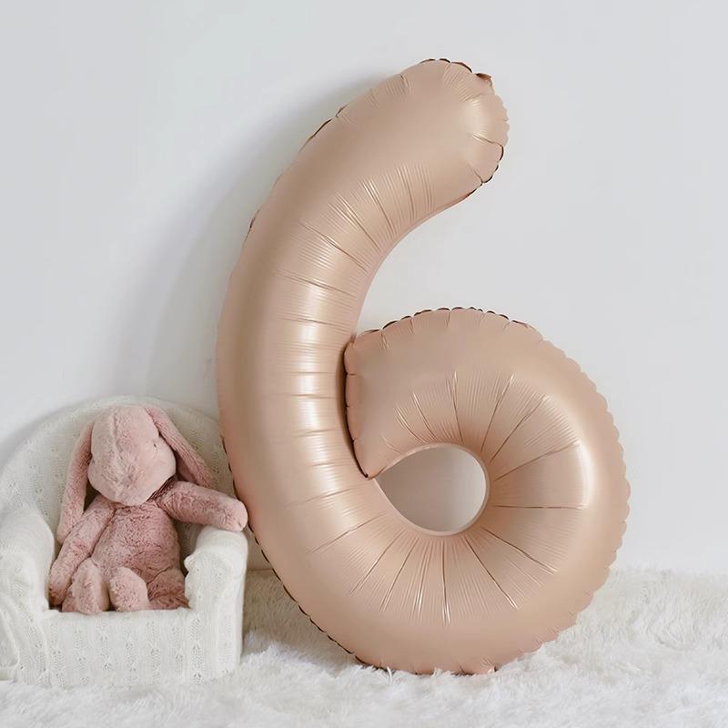 40-Inch Caramel Cream Number Balloons - Aluminum Foil Birthday Party Decoration for Kids and Adults