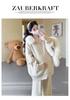 Autumn/Winter Ribbed Zipper Hoodie & Wide-Leg Pants Maternity Set