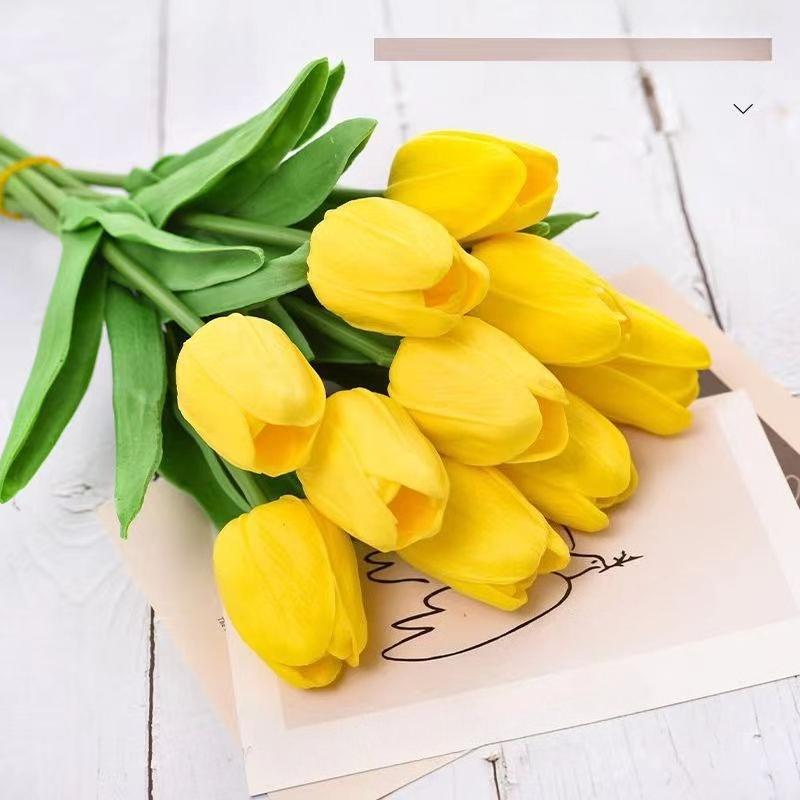 10Pcs  34cm Artificial Floral Tulip Bouquet Real Touch Flowers for Home Decoration Wedding Decor