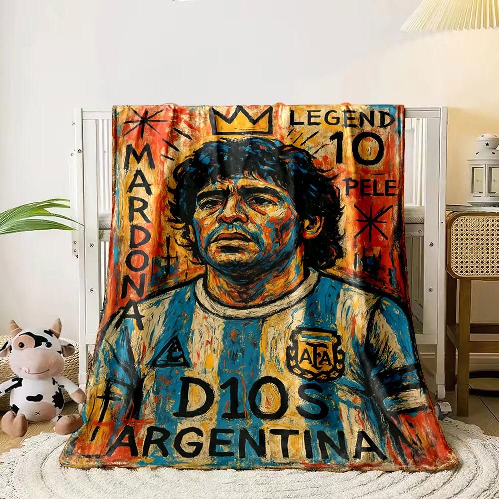 

Colorful abstract portrait with crown, text, and Argentina football themes. for all seasons blanket lunch break throw gift 80cm x 120cm
