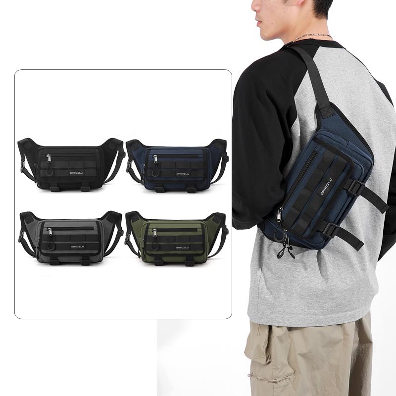 Men's Waist Bag Multifunctional Outdoor Shoulder Bag Cycling Crossbody Bag Water-Repellent Chest Bag