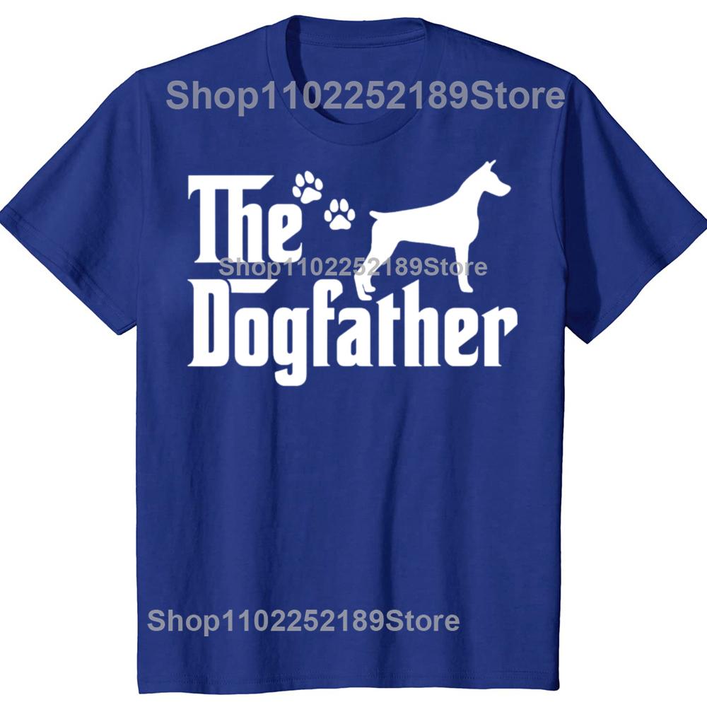 Lustig Der Pate Vatertag Papa Hund Dobermann T-Shirts Herren Damenmode Lässiges T-Shirt 100% Baumwolle Lockeres Übergroßes T-Shirt