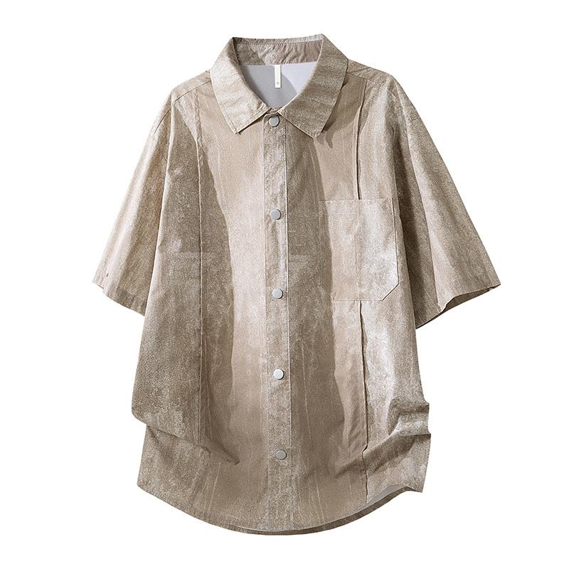 Retro Casual Collared Men's Summer Loose Plus Size Versatile Short Sleeved Shirt