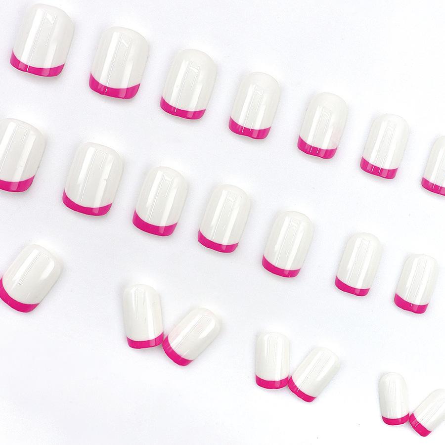 24 Pieces Simple White Rose Red French Manicure, Sweetheart Spice Girl Style Fashion Niche Wear Nail