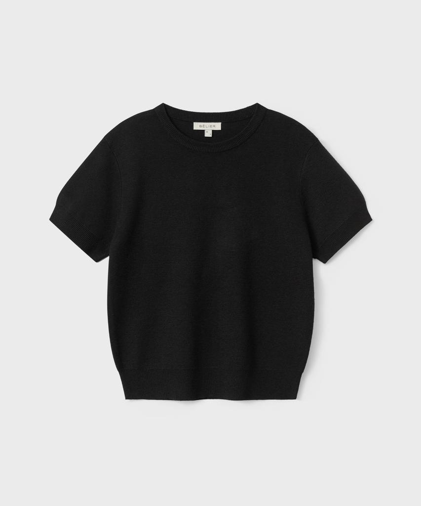 Bellie (W) Silky Minimalist Crewneck Knit - Black