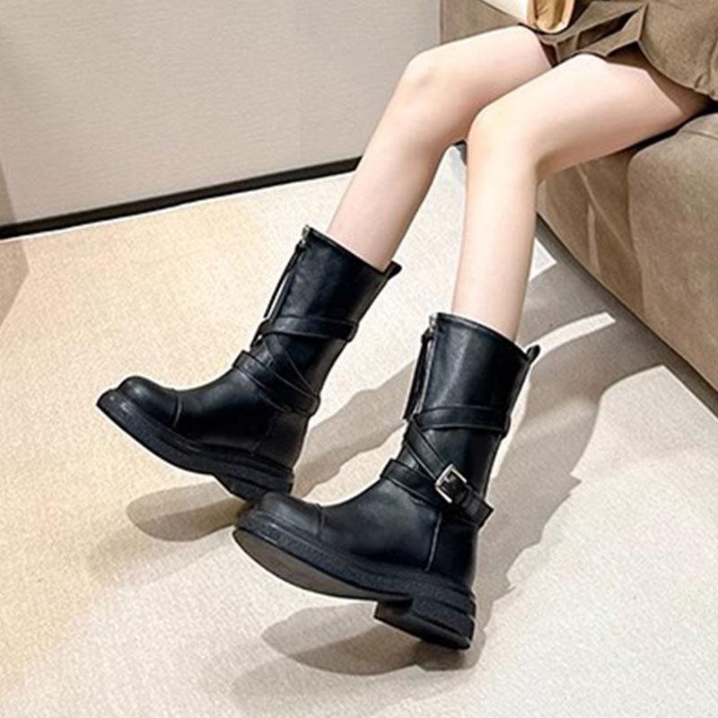 Boots Women's Boots 2025 New Autumn and Winter Fashion Retro Tall Knight Boots Medium Boots Long Boots Brown Martin Boots